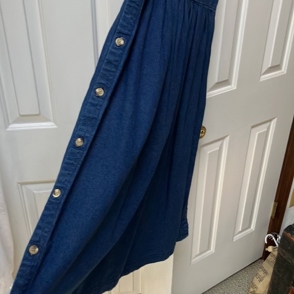 Vintage LLBean denim blue maxi jumper 16-16.5” waist. Buttons down both sides. - Picture 4 of 5